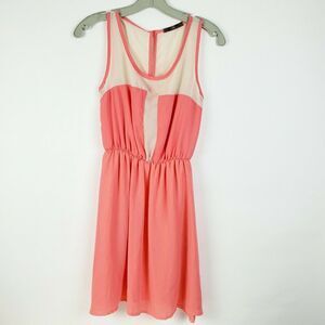 En Route‎ Women's Pink Beige Knee Length Fit & Flare Dress Small